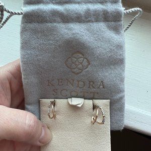 Kendra Scott Astrid 14k Yellow Gold Split Hoop Earrings in White Diamond